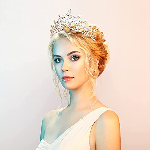 Strass Tiara, Tiara kroon, bruiloft Tiara kroon, meisjes kroon, bruids bruiloft Tiara, prinses bruid Tiara verjaardag koningin kroon, voor feesten, bruiloften, dansfeesten, fotografie rekwisieten (goud) - Image 6