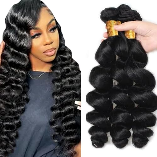 FuivJuix #1B Bundles Loose Deep Wave Bundles Human Hair 28