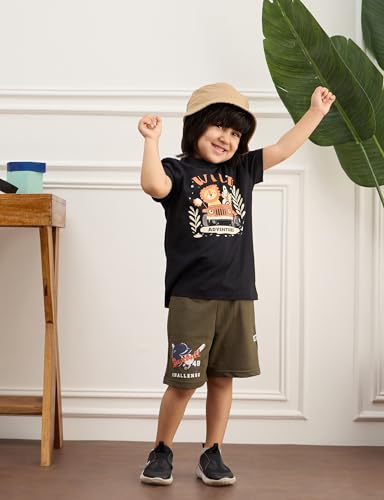 Image of Amazon Brand - Symbol Boys 100% Cotton Graphic Printed Half Sleeves T-Shirt | Age 2-6 Years (Available in Combo Pack of 3 and 5)