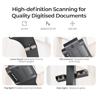 CZUR ET24 Pro 24MP Scanner di Documenti, professionale A3 Scanner con HDMI, OCR 180+ Lingue, 320Dpi, Ttelecamera per Documenti, Windows, macOS e Linux