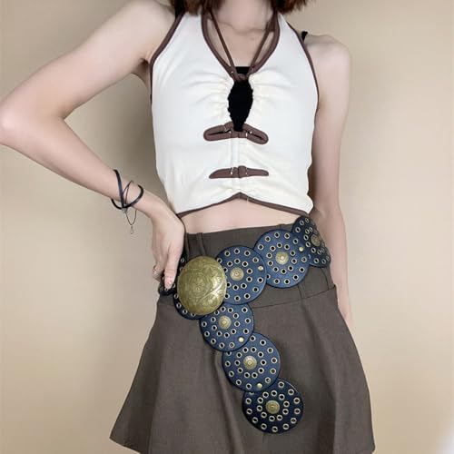 ITODA Hollow Wide Disc Belt Western Round Cowgirl Women Retro Bohemia Viking Waist Band3