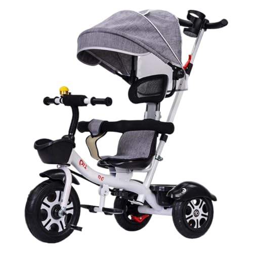 TAYTHI赤ちゃん用三輪車 子供三輪車 ベビーカー 手押し棒 調節可能 取り外し可能なキャノピー 収納 乗用玩具 キッズバイク おもちゃ プレゼント 軽量 乗り物 組み立て簡単 8カ月〜6歳出産祝い (ホワイト)
