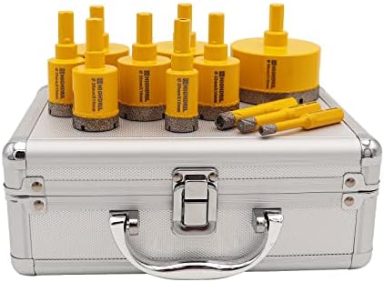 HIGHDRIL Diamond Drill Bit Set - 11pcs (6/8/10/20/25/28/32/35/45/50/65mm) Diamond Hole Saw Kit with Triangle Shank for Porcelain Ceramic Tile Granite Marble Glass Brick