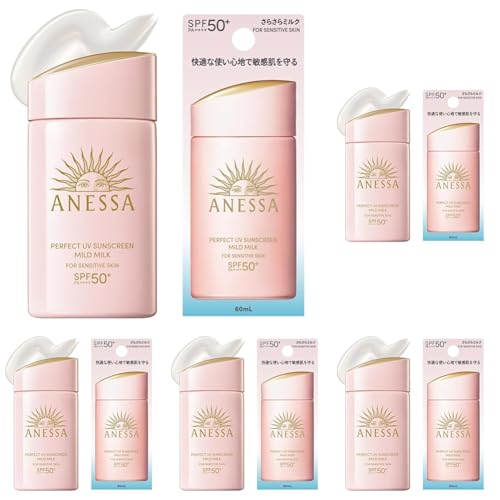 �A�l�b�T(ANESSA) �p�[�t�F�N�gUV�}�C���h�~���N NA 60mL SPF50+PA++++ �q���� �Ԃ���� ���Y�� ������ ���Ă��~�� ��E���炾�p ���ω��n �E�H�[�^�[�v���[�t (× 5)