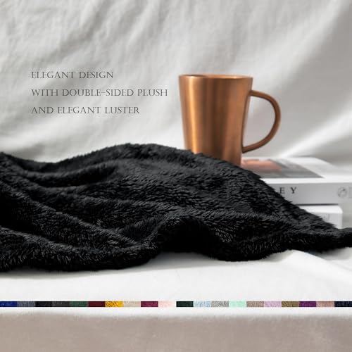 Image of Exclusivo Mezcla Plush Fuzzy Fleece Bed Blanket King Size, Super Soft, Fluffy and Warm Blankets for Couch, Bed, All Season (Black, 90x104 inches)