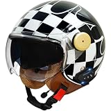 BYFHHHH Retro 3/4 Bluetooth Motorrad-Halbhelm Mit Offenem Gesicht, ECE-Geprüfter Doppelvisier-Vintage-Halbhelm Mit Bluetooth Für Erwachsene, Männer Und Frauen I,M=57~58CM