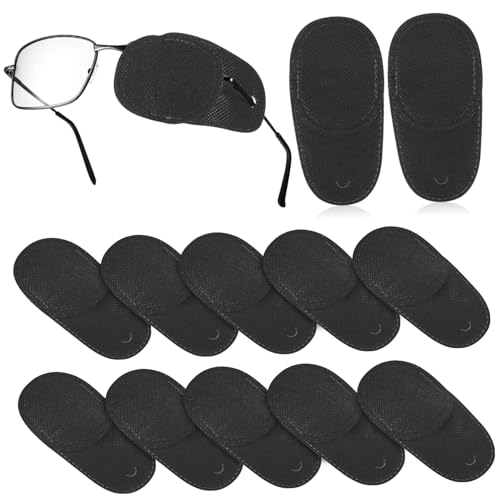 MUCKLILY 12 piezas Parches Oculares Reutilizables para Estrabismo y Ambliopía Medianas para Ojo y Derecho Gafas de Tela No Tejida Transpirables y Cómodas