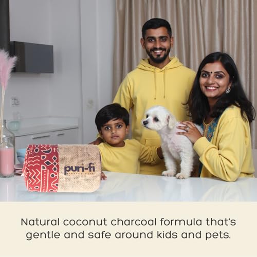 Image of Activated Charcoal Air Purifier, Non-Electric, Coconut Shell Charcoal, Odor & Moisture Absorber, Air Freshener for Home, Car, Reusable & Long-Lasting, 250 Gm (Rustic Red)