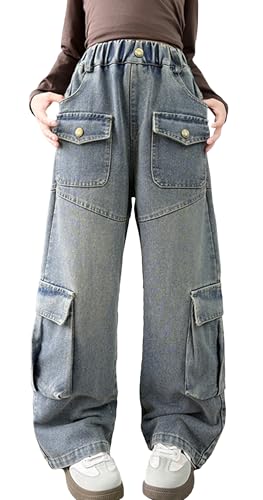 Pantalones de mezclilla holgados para niñas estilo hip hop en el parque