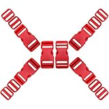 HARSKIYER Buckles for 1 Inch Straps, 6 Pcs Quick Side Release Buckles and 12 Pcs Tri-Glide Sliders, Heavy Duty Dual Adjustable Snap Clips for Nylon Webbing Pet Collar Backpack Replacement (Red)