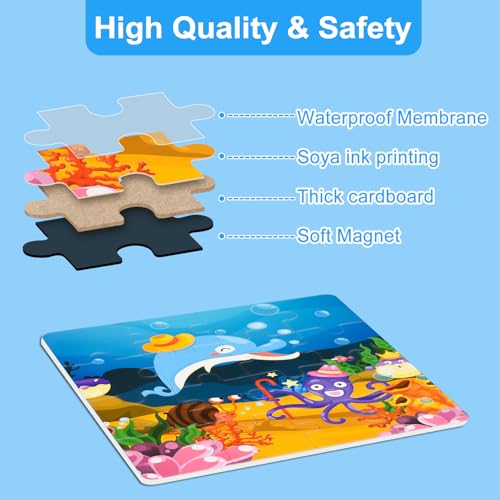 Image of ASTARON Magnetic Puzzles 53 Pieces Ocean Kids Educational Travel Toys | Folding puzzle book, each book contains 3 scenes, 3 difficulty levels, advanced puzzle book, easy to store, educational toy