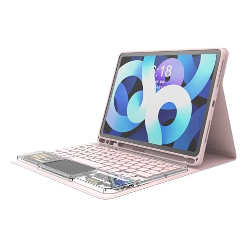 Clavier rétroéclairé iPad Pro 11 résout le manque de lumière avec étui rose transparent