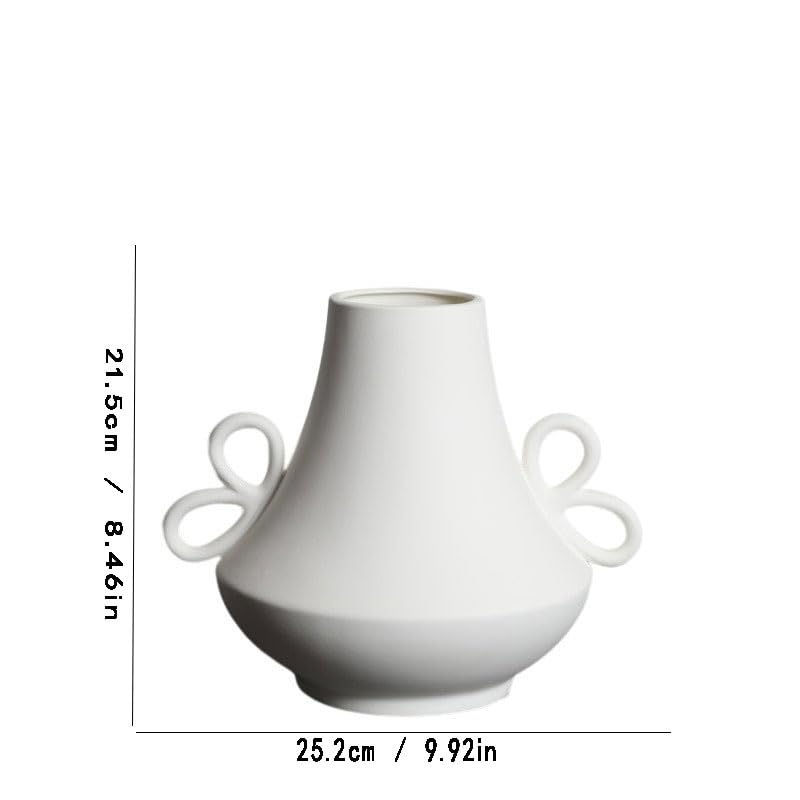 Vaso in Ceramica Bianca for Soggiorno, Ornamenti for Composizioni Floreali Secche(M)
