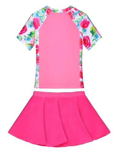 Image of Girls Swimsuit One Piece Bathing Suit Sleeveless Swimwear Matching Skirts for Toddler Kids Swim Surfing