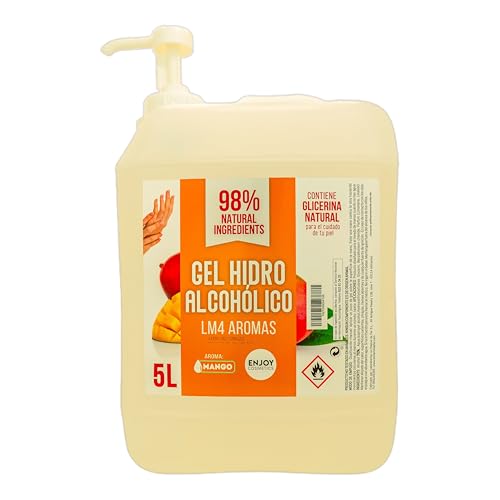ENJOY COSMETICS - Gel Hidroalcohólico Aroma Suave a Mango 5L | 70% Alcohol | Con Glicerina Natural | Para el Cuidado de la Piel | 98% Ingredientes Naturales | Ideal para Casa y Comercios