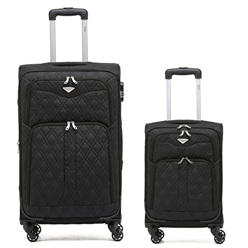 Flight Knight Lightweight 4 Wheel 800D Soft Case Quilted Suitcases Anti Crack Cabin & Hold Luggage Options Approved for Over 100 Airlines Including easyJet, BA & Many More!