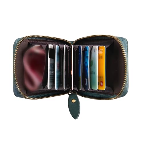 Image of Vintage Full Top Grain Leather Wallet RFID Blocking Multi Card Case with Zipper Pocket Card Holder for Men Women Gift Box