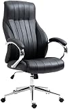CLP Sedia da ufficio ergonomica Wigan, poltrona direzionale con inserti in vera pelle, altezza regolabile, funzione basculante, fino a 135 kg Colore:nero