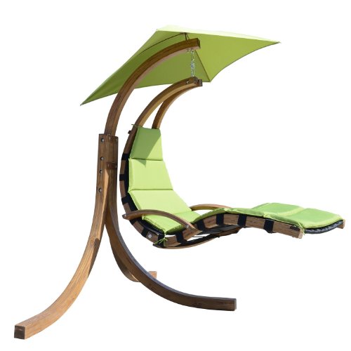 Outsunny Outdoor Hanging Sky Swing Chair with Stand, Green