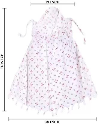 Image of Cotton Long Scarf Cum Mask Scarves Usable for Vehicle Driver | White Printed Design Fabric | Universal Size | Soft & Breathable Sun Protection | For Girl & Women