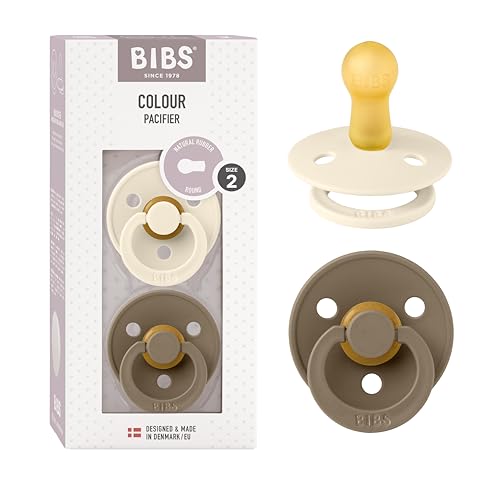 Image of Bibs Colour Pacifier 2-Pack | BPA Free Soother, Round Nipple. Natural Rubber Latex,