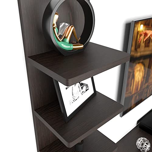 Image of ESTANTERIA Lacto Tv Unit Wall Mounted Engineered Wood TV Unit, TV Cabinet for Wall, TV Stand for Wall, TV Stand Unit Wall Shelf for Living Room, Set Top Box Wall Display Rack Stand -DIY(Wenge)