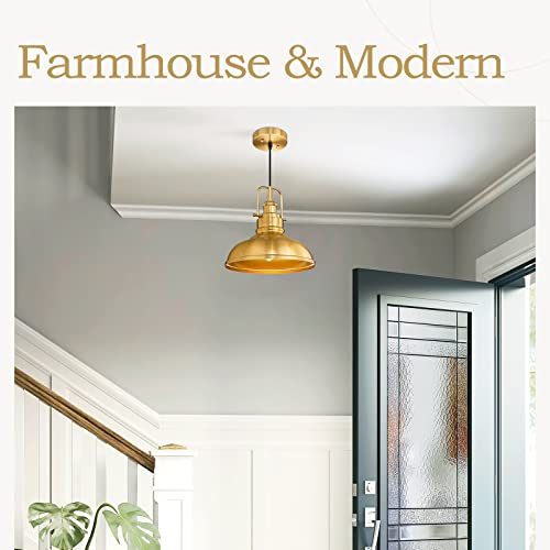 Zeyu Farmhouse Pendant Lighting For Kitchen Island, 1-Light Industrial Hanging Pendant Light With Metal Dome Shade, Gold Finish, 016-1 Bg #TOP2
