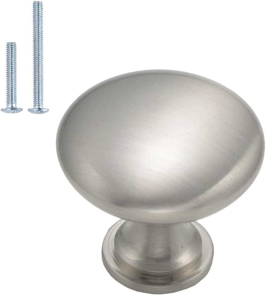 homdiy 10 Pack Brushed Nickel Cabinet Knobs, Single Hole Dresser Pulls, Satin Nickel Knobs, Drawer Knobs, Silver Hardware for Door, Kitchen and Drawer Recycled Claim Standard Blended