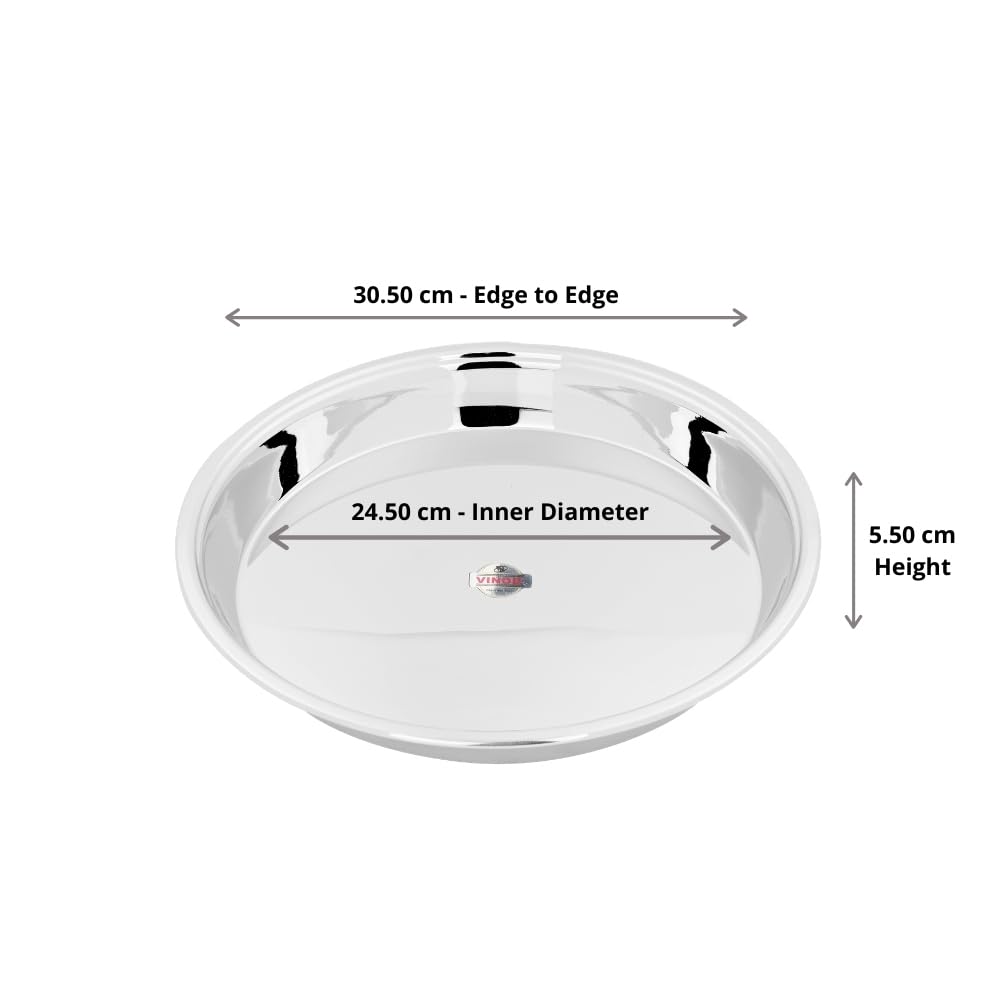 Vinod Stainless Steel Heavy Parat for Dough Flour Kneading, Small - 30.5 Cms 2