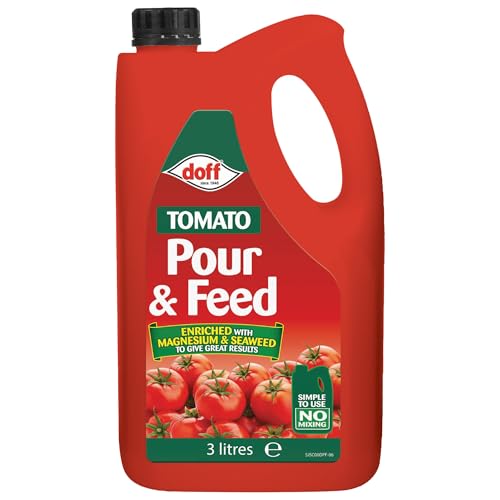 Doff Tomato Pour & Feed – 3L Fast-Acting Vegetable Plant Food for Healthy Growth of Tomatoes, Vegetables & Flowers – Seaweed Enriched Tomato Feed – Encourages Root Development