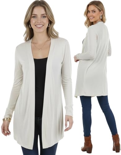 Image of ToBeInStyle Womens Open Front Long Sleeve Lightweight Asymmetrical Draped Cardigan with Side Pockets