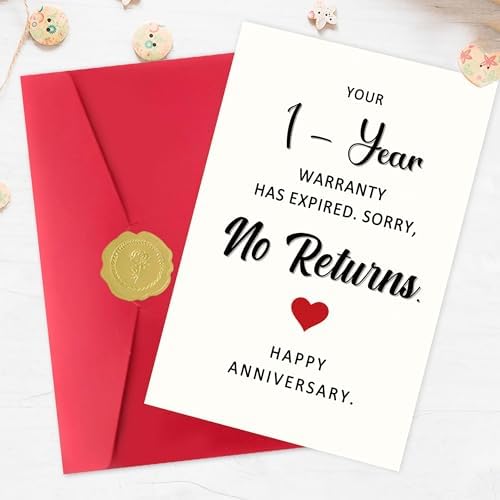 1st Anniversary Card for Husband, Wife, Couples - 1 Year Anniversary Card Gifts for Boyfriend, Girlfriend, Him or Her | One Year Wedding Anniversary Card with Humorous Message — view 3