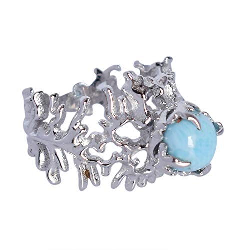 Bague Larimar argent 925, cadeau idéal pour femme et fille