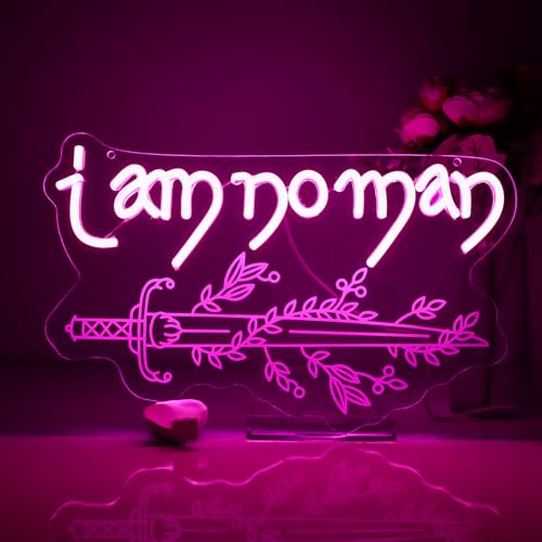 Image of ACOTAR-Inspired inchI Am No Man inch Neon Sign - A Court of Wings and Ruin LED Light - USB Hang Wall Night Light for Fantasy Fans, Gaming Rooms & Book Lovers (8.7x15.7In)