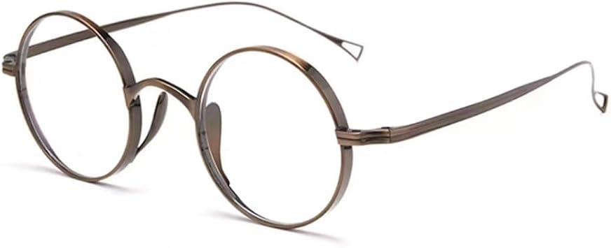 Professor Reading Glasses +2.5 Round Wizard Eyeglasses Men Women, Retro Nerd Readers Anti Blue Light, Metal TitaniumBronze,+1.5