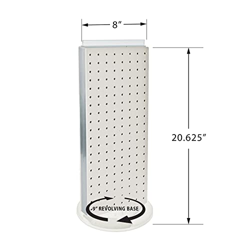 Azar Displays 700508-WHT-4W16 8-Inch W by 20-Inch H Revolving Black Pegboard Counter Display with 16-Pack of 4 inch Locking Hooks, White by Azar Displays - Image 3
