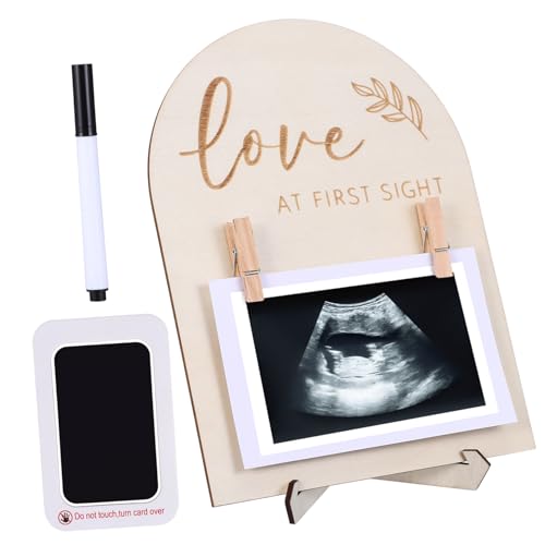 Garneck Baby Shower Wooden Sonogram Frame Photo Display for Baby Keepsake Nursery Decor Easy to Use