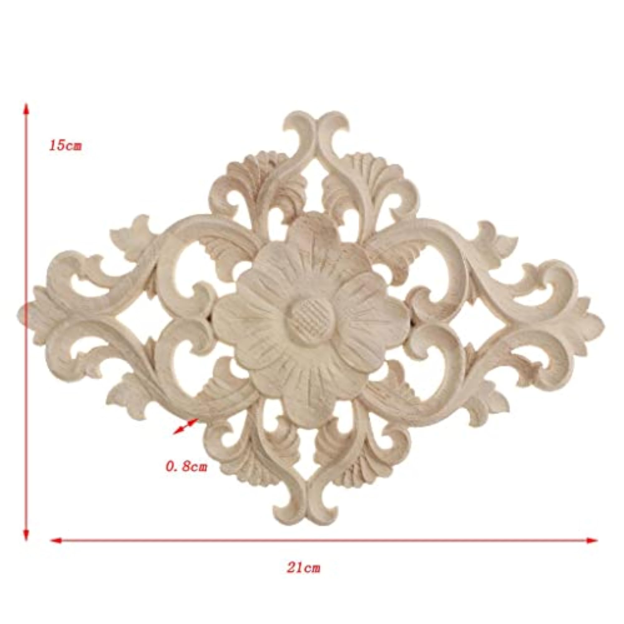 Wood Carved Applique Frame Corner Onlay, 10cm