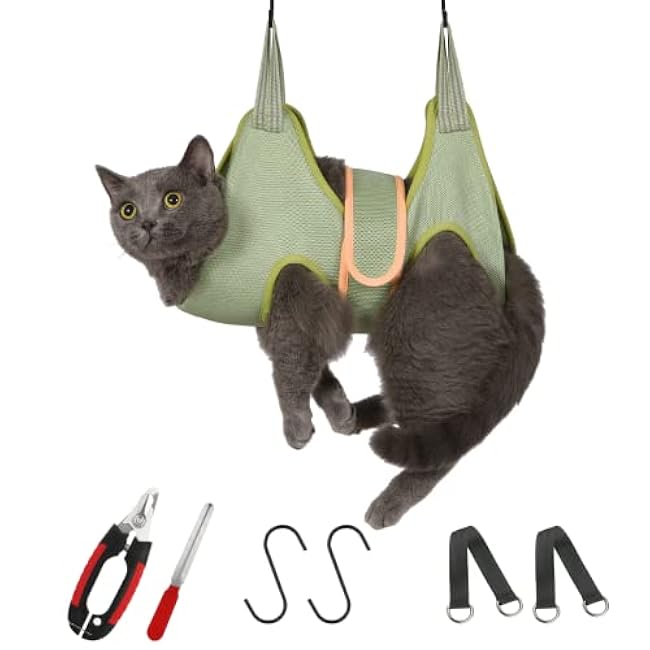 Guzekier Cat Grooming Hammock Harness for Cats, Cat Nail Clipper-Iblmnn5p