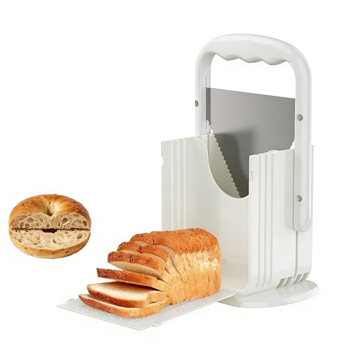 Máquina cortadora de bagels, rebanadora de pan portátil con hoja de acero inoxidable para cortar de forma segura y rápida bagels, bollos, croissants y frutas