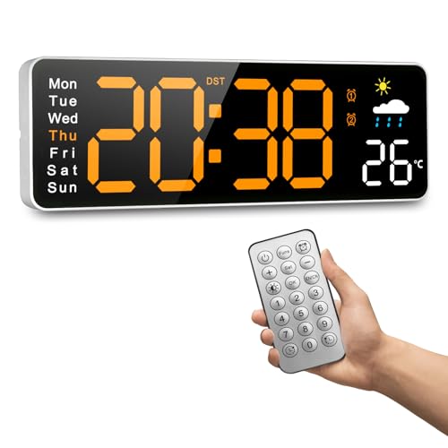 Orologio da Parete Digitale,12" Grande Orologio Digitale Con Telecomando,Multifunzionale Orologio