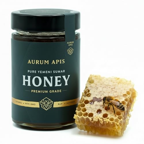 Image of AurumAurum Apis Raw Yemeni Sumar Honey, 100% Raw Unfiltered Pure Honey, Hand Harvested Organic Honey, Non-GMO, Unprocessed Certified Organic Honey from Sumar Tree, Rich Flavor & Aroma - 500g Honey Jar