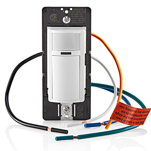 Leviton Dos15-1Lz Decora Occupancy Motion Sensor In-Wall Switch, Auto-On, 15A, Single Pole, Multi-Way Or Multi-Sensor, White With Ivory, Light Almond Faceplates #TOP3