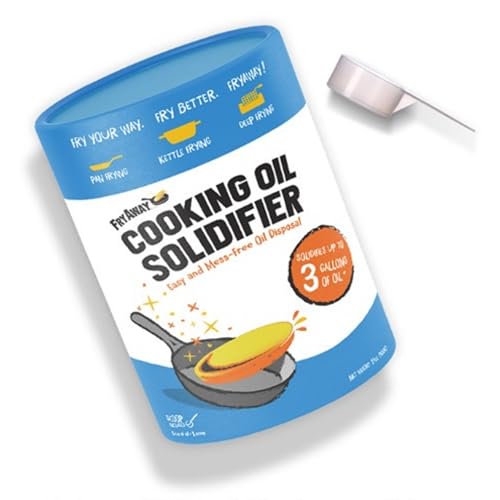 FryAway MultiFry Oil Solidifier Powder 14 oz (400g) Treats Up to 3 Gallons of Used Oil As Seen on Shark Tank OU Kosher Plant-Based Eco-Friendly Tub with Scoop