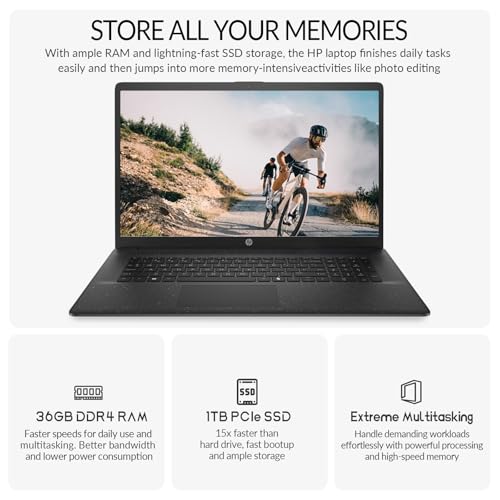 Image of HP 17 Laptop Computer, 17.3 inch FHD IPS Large Screen Laptop PC, Intel Core i5 (10-cores), Windows 11 Pro, 10-Key Number Pad | 32GB RAM 2TB SSD