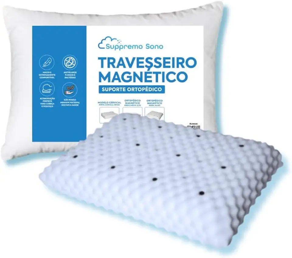 Travesseiros Ortopedico Magnetico com Infravermelho Longo Anti Ronco Alivia Dor - Suppremo Sono