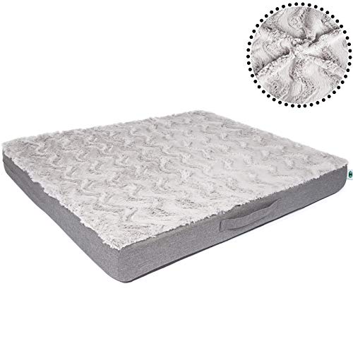 CopcoPet - Hundematte Lucky Hundematratze orthopädisch, rutschfest und waschbar, Hundebett kuschelig aus flauschigem Plüsch Fellimitat-Stoff Hundekissen Schlafplatz 100 x 80 x 10 cm Grau
