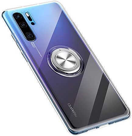 P30 Pro Case Clear Compatible with Huawei P30pro Cases Silicone TPU Cell Phone Cover 360 Rotating Ring Holder Huwai P 30pro Skin Luxury Protective Bumper 6.47 Inch (Clear)