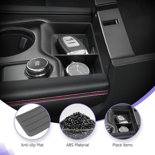 Image of LUWU 2025 2026 Explorer Center Console Organizer Compatible with Ford Explorer 2025 2026 Accessories Front Armrest Console Storage Box Insert Tray Silicone Material Black Coin Container