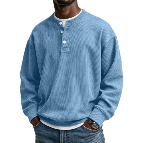 Corduroy Henley Shirts for Men Long Sleeve Casual Pullover Fall Shirt - image 1